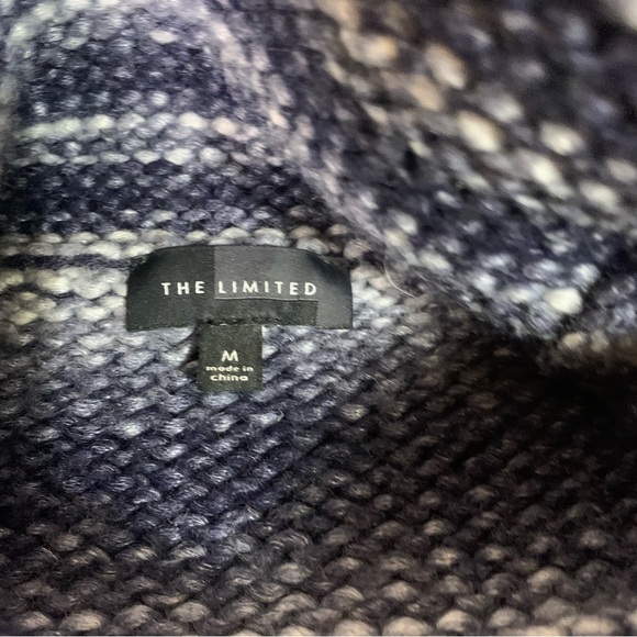 👻3/$15 Last Chance Sale! The Limited Blue White Striped Cowl Neck Fuzzy Sweater - Picture 6 of 8